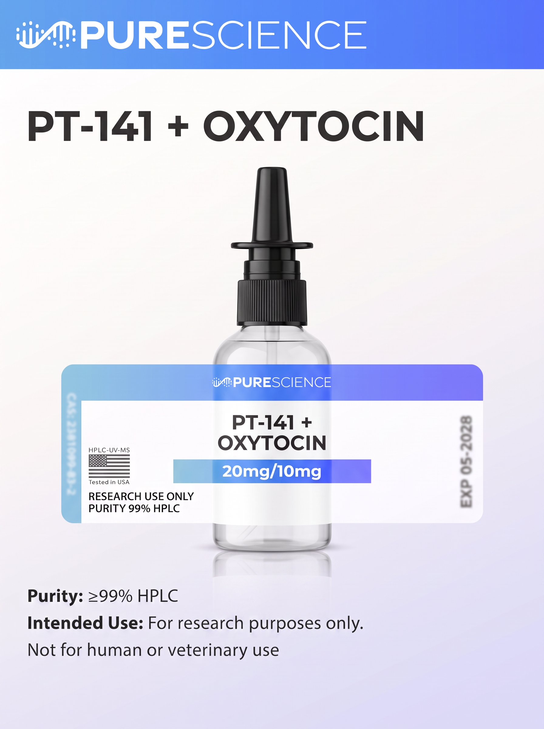 PT-141 + Oxytocin research vial, research use only