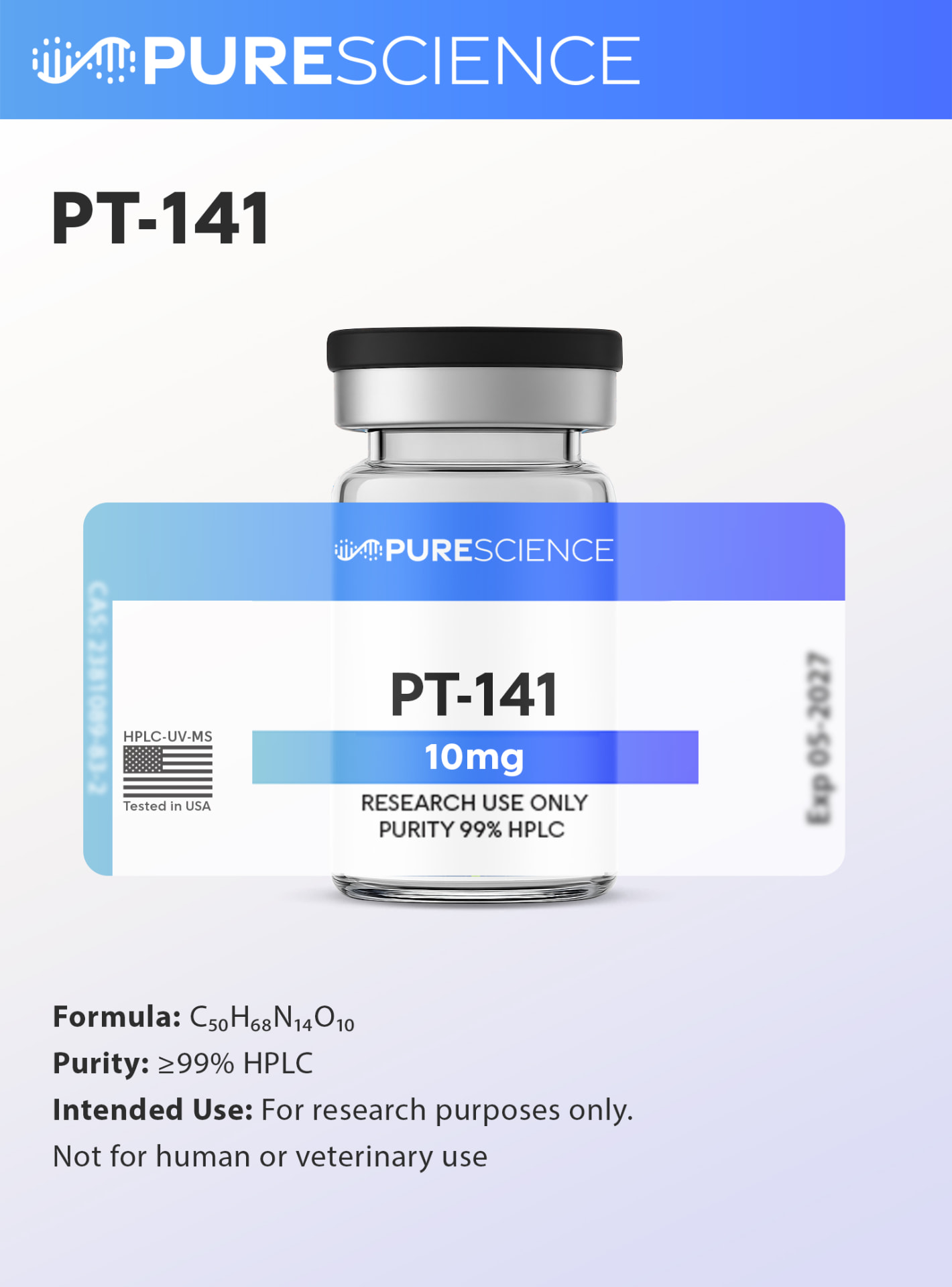 PT-141 research vial, research use only