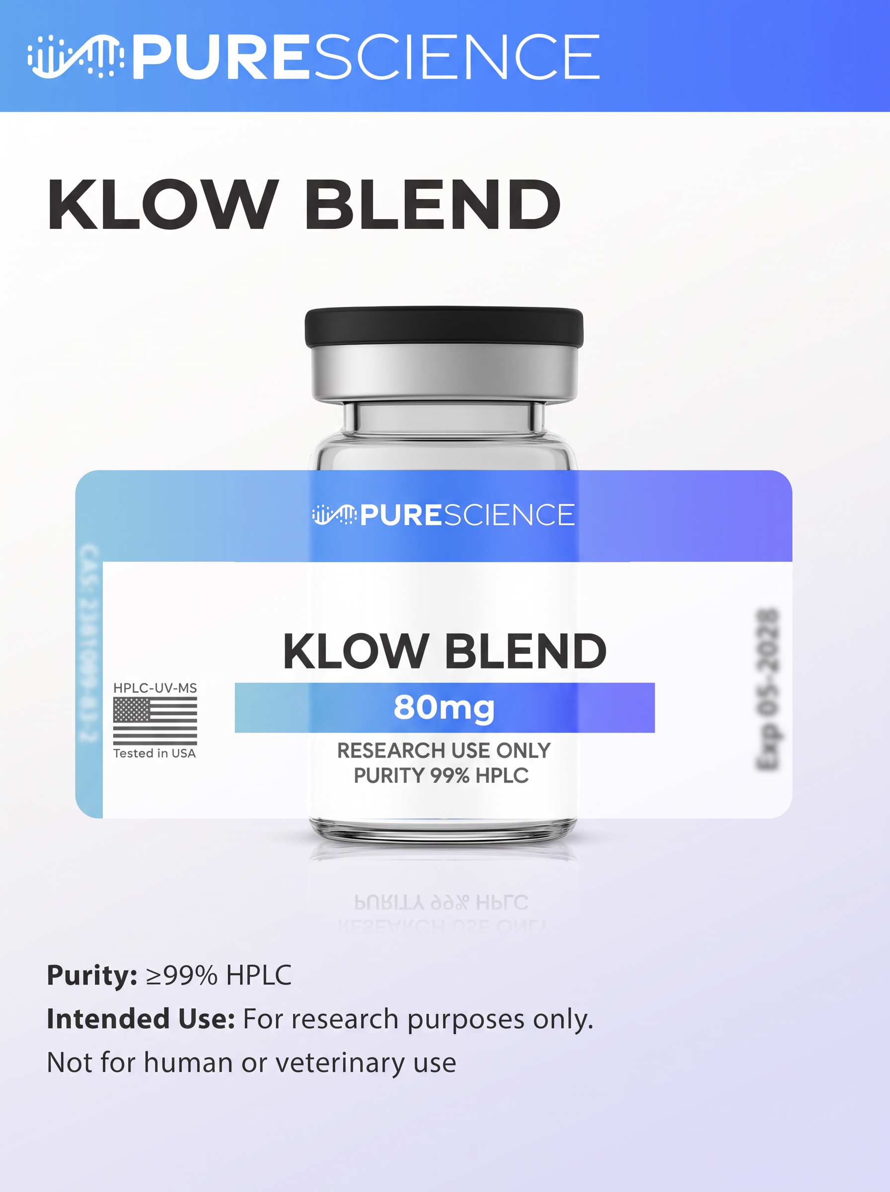 Klow Blend (GHK-Cu / BPC-157 / TB-500 / KPV) [80mg] research vial, research use only