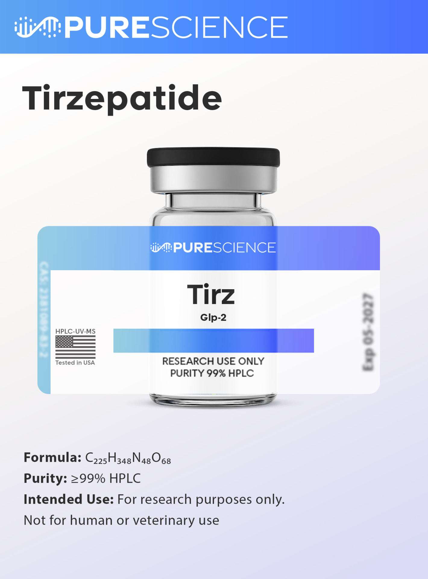 Tirz (GLP2-T) research vial, research use only
