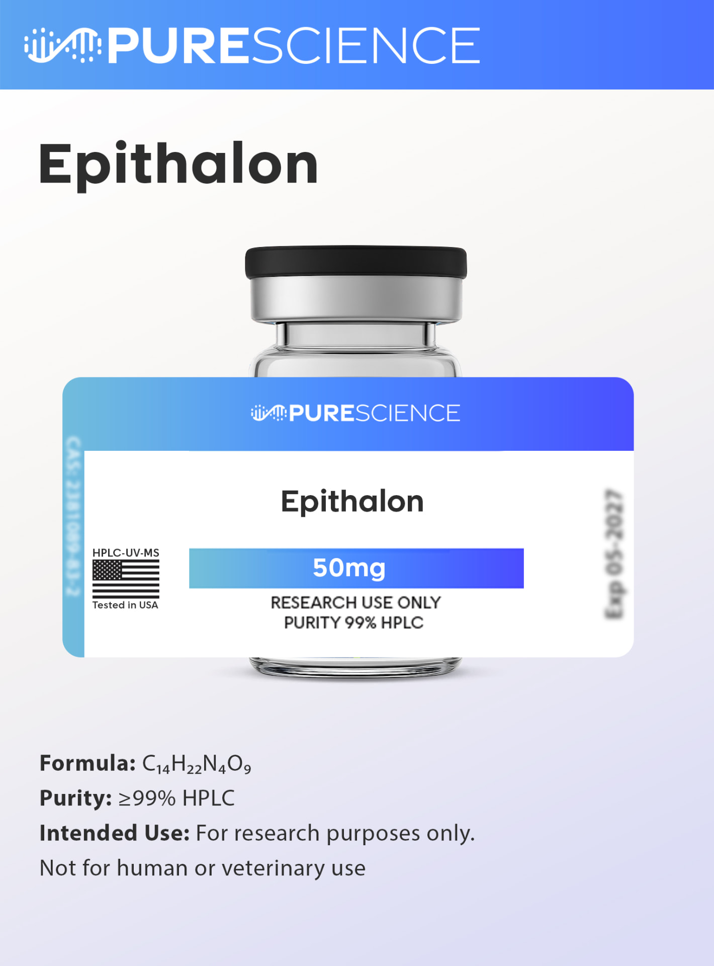 Epithalon research vial, research use only