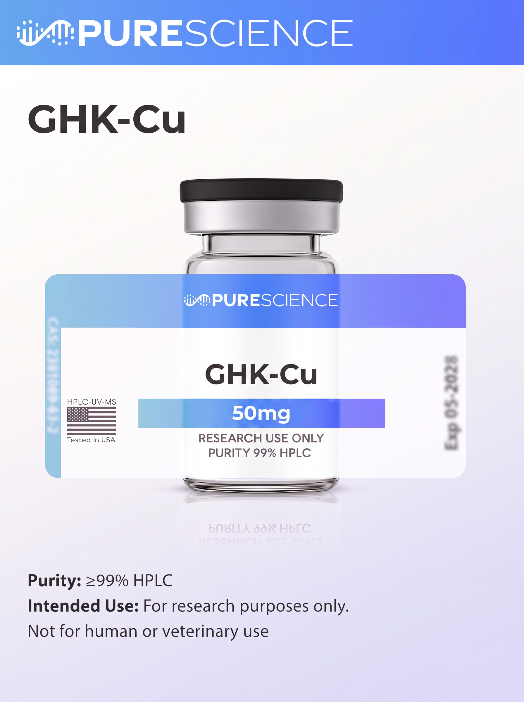 GHK-Cu research vial, research use only