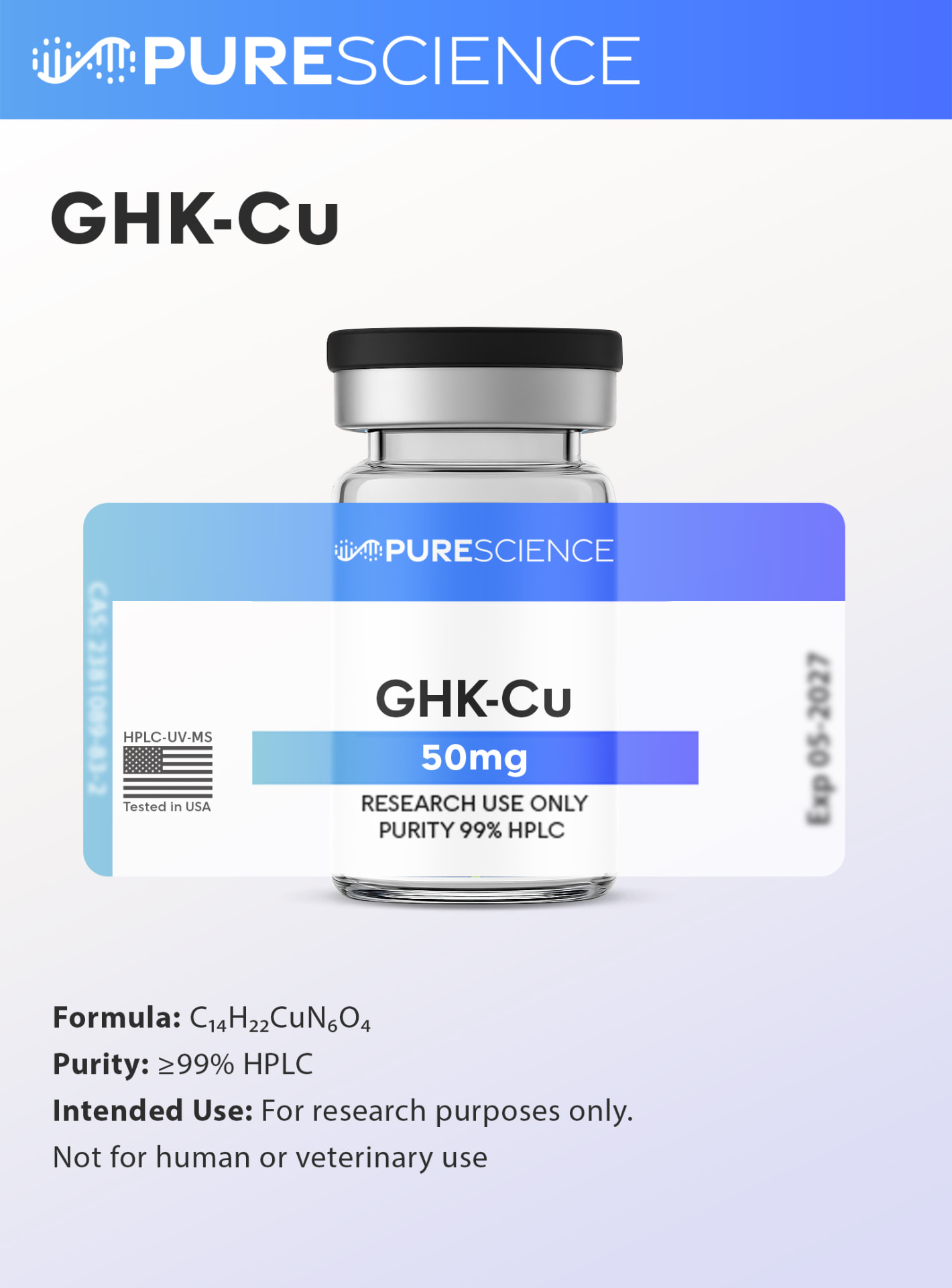 GHK-Cu research vial, research use only