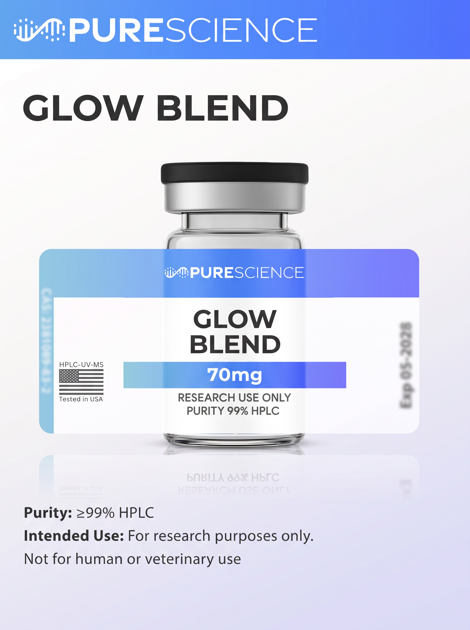 Glow Blend (GHK-Cu / BPC-157 / TB-500) [70mg] research vial, research use only
